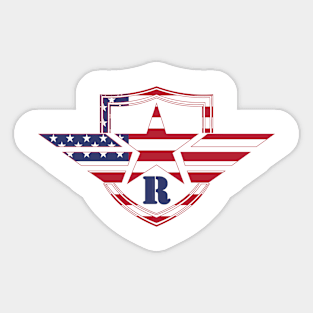 Letter R American Flag Monogram Initial Sticker